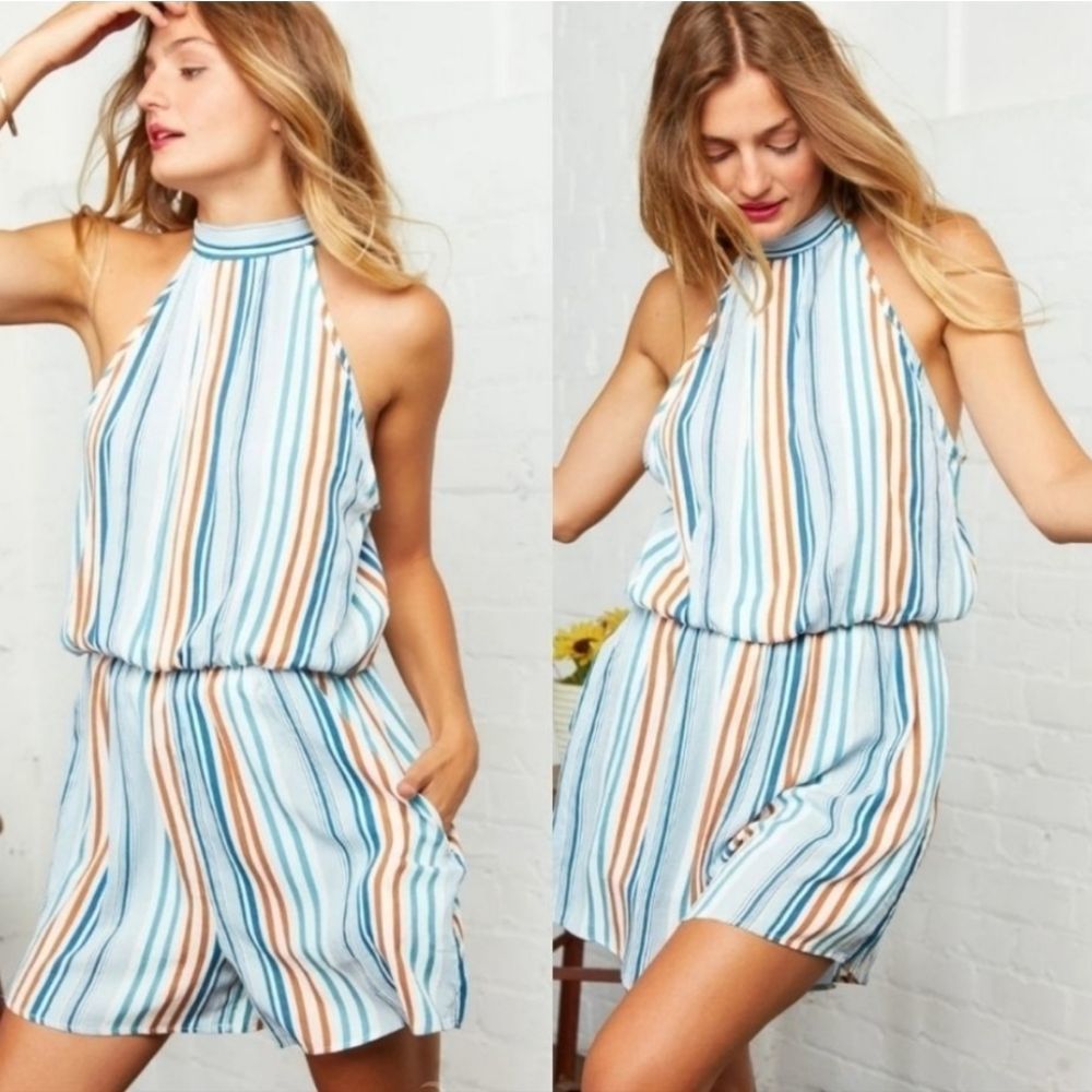 Denim Blue Multi Stripe Romper - Picture 4 of 5